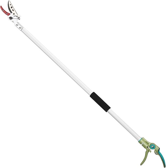 LeafLux Tree Pruner for Garden, Cut Capacity 1/2 Inch & Hold Pole Pruner, Lightweight Fruit Picker with Non-slip handle, Long Reach Tree Branch Cutter with Aluminum Pole, 4.2 FT| LFX112