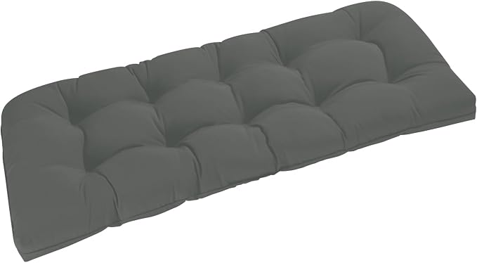 downluxe Outdoor Bench Cushion for Patio Furniture, Water Resistant Tufted Overstuffed Porch Swing Cushions, Thick Outdoor Loveseat Cushions, 48" X 18" X 5", Dark Grey, Set of 1