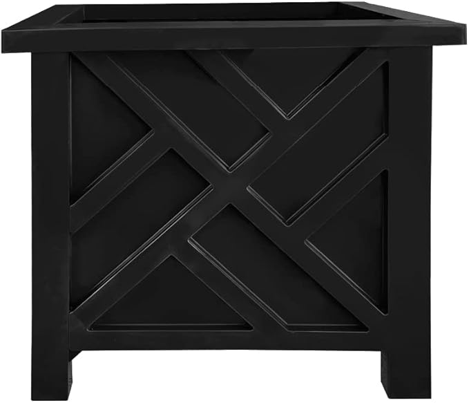 Trenton Gifts Chippendale Planters. Set of 2 .Black. Great for Outdoor Decor, Patio and Lawn Plant Holder