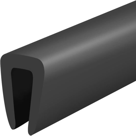 Rubber Edge Trim, 1/8" U Channel Edge Trim, Edge Protector for Glasses or Flexi Glasses, 1/8 in Flexible U Shaped Gasket, Black Color, Length 20 Ft