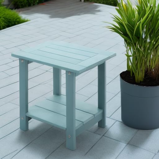 Meluvici Double Adirondack Side Table Weather Resistant, Outdoor Rectangular End Table for Adirondack Chair, Aruba