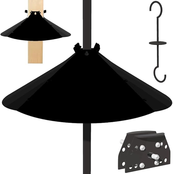 19 Inch Metal Squirrel Baffle，Adjustable Opening Size Squirrel Baffle for Up to 4x4 Wide Wooden Post,Squirrel Baffle for Bird Feeders Without Removing Bird Feeder Poles Or Shepherd's Hooks.