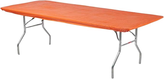 Kwik-Covers 6' Rectangle Plastic Table Covers 30" x 72", Bundle of 5 (Orange)