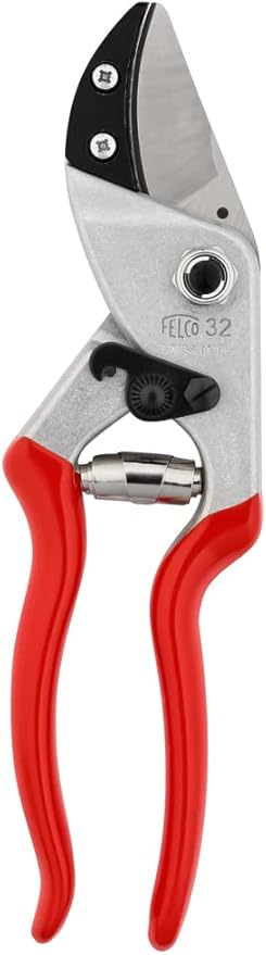 Felco F32 Pruning Shears – 8.3" Garden Clippers with Anvil Blade for Woody Stems | Hand Pruners for Gardening | Garden Tool Cutter with Forged Aluminum Handle, Rubber Grip, Precision Swiss Performance
