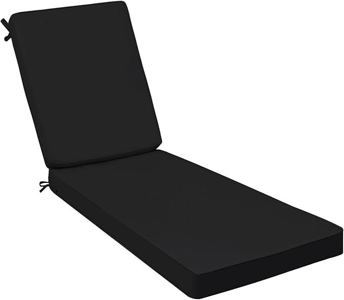 AAAAAcessories Outdoor Chaise Lounge Cushions, Fade-Resistant, Waterproof Patio Furniture Replacement Cushions, 74" x 23" x 3", Charcoal Black