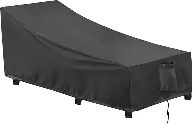 OutdoorLines Outdoor Waterproof Patio Chaise Lounge Chair Cover - UV Resistant Lounger Covers Heavy Duty Weatherproof Patio Sofa Furniture Covers, 1 Pack, 78Wx35.5Dx33H Inches, Black