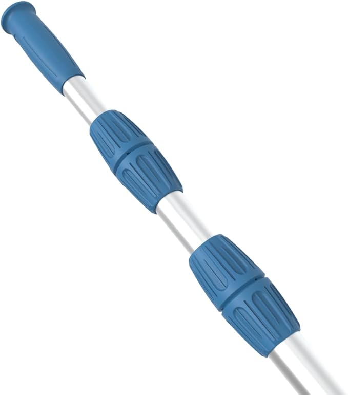 KEMANO Professional 15ft Heavy Duty Swimming Pool Pole, Telescopic Aluminum, Adjustable 3.4-15ft, Fits Pool Vacuum, Net, Brush, Hook, Cleaning Tools, Universal Mount, Anti-Slip Grip, Twist Lock Design