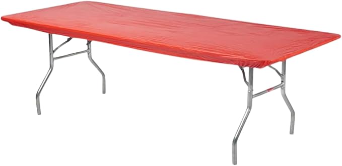 Kwik-Covers 6' Rectangle Plastic Table Covers 30" x 72", Bundle of 5 (Red)