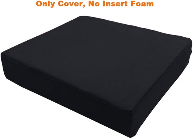 Sigmat Outdoor Seat Cushion Cover Water Repellent Patio Deep Seat Chair Cushion Cover-Only Cover Black 25"x25"x5"(2 Covers)