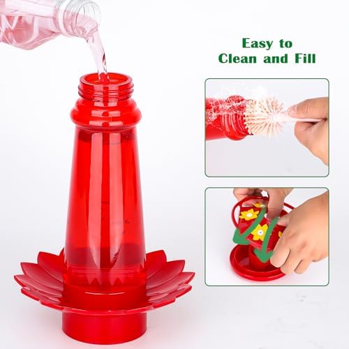 Bundle with 1 Pack Hand Blown Glass Hummingbird Feeders&2 Pack Plastic Hummingbird Feeders for Outdoors