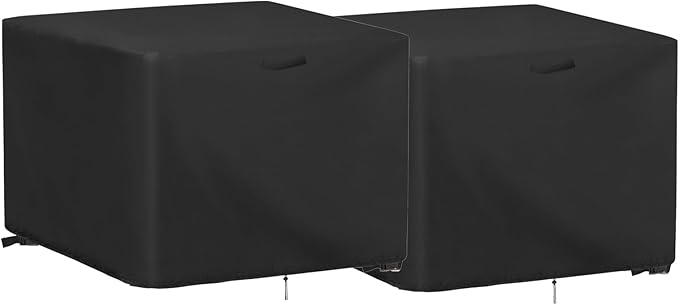 2 Pack Outdoor Ottoman Cover Square,16 Inch Waterproof Patio Ottoman Cover, Heavy Duty Outdoor Side Table Furniture Covers - 16 x 16 x 17 Inch
