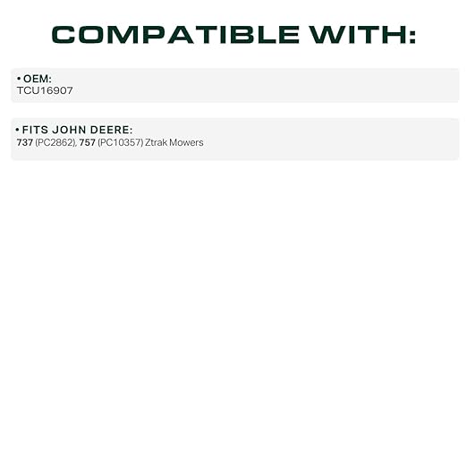 UDC Parts TCU16907 PTO Belt Replacement for John Deere 757 737 Mid-Mount ZTrak Mowers/Aramid Cord / 115.30 inches