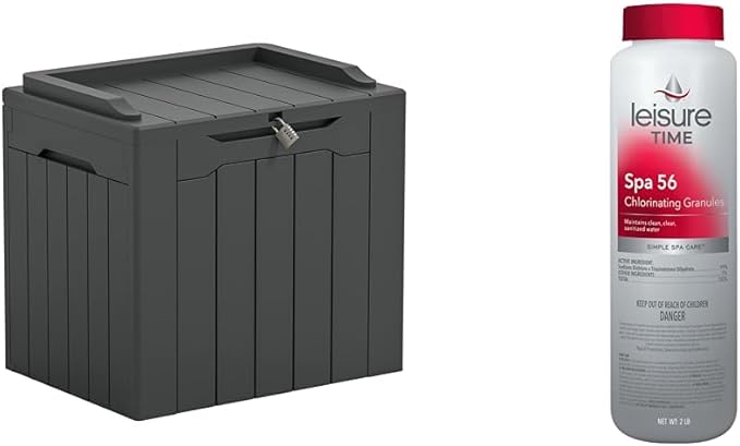Greesum 31 Gallon Deck Box and LEISURE TIME 2 lb Spa 56 Chlorinating Granules for Hot Tubs