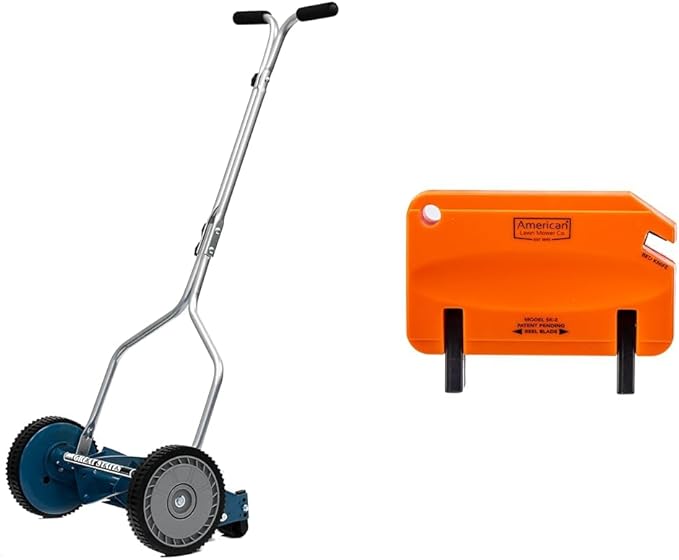 Great States 14" Push Reel Lawn Mower Bundle with Sharpener