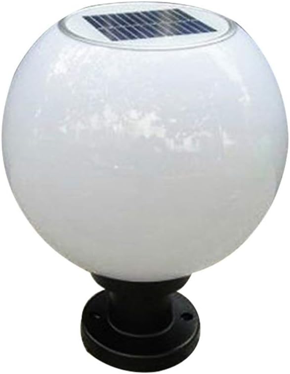 SOLUSTRE Solar Wall Pillar Lamp Outdoor 10.03X7.87In Round Ball Led Post Light Waterproof Solar Powered Landscape Lighting for Garden Patio Fence