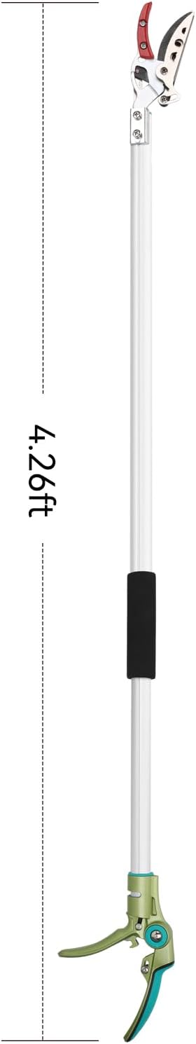 LeafLux Tree Pruner for Garden, Cut Capacity 1/2 Inch & Hold Pole Pruner, Lightweight Fruit Picker with Non-slip handle, Long Reach Tree Branch Cutter with Aluminum Pole, 4.2 FT| LFX112