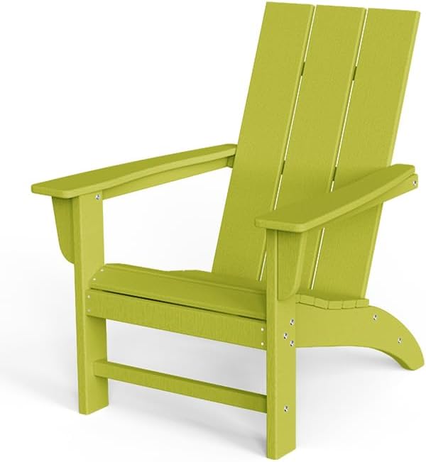 Modern Adirondack Chair, HDPE Plastic Patio Chairs for All Weather, Fire Pit Chair, Outdoor Lawn Chairs for Deck, Porch, Backyard, Garden, Avocado