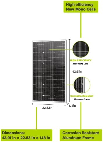 Newpowa 10BB 120W Solar Panel High-Efficiency Monocrystalline 24V PV Module Designed for 24V Off Grid System, Charge Your Battery of RV, Boat, Camper, Trailer, Gate Opener