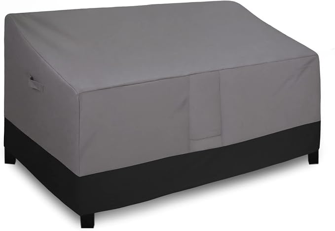 Easy-Going Waterproof Outdoor Couch Cover, Heavy Duty 3-Seater Patio Sofa Cover, Windproof Outdoor Furniture Cover with Air Vent （88Wx32.5Dx33H inch,Gray/Black)