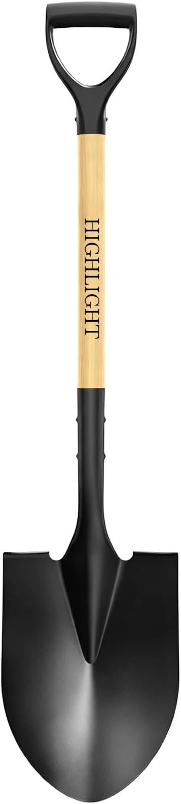Heavy Duty Garden Shovel for Digging, 41 Inch Round Point with D-Handle, Cold Rolled Steel Blade - for Edging, Trenching, Transplanting, Snow Removal - Wood Handle for Camping, Beach, Car Emergency