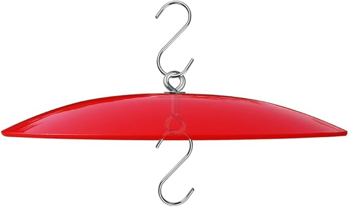 10" Glass Rain Cover for Wild Bird Feeder Outdoors - Weather Guard S Hook Hanging - Protective Dome Baffle - Red (Dia. 25CM)