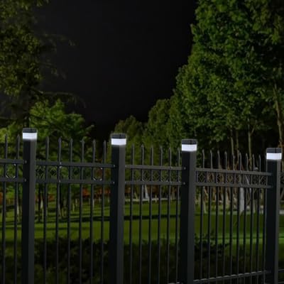 Solar LED Fence Post Cap Light 2x2 Inch (5x5cm) - for Wrought Iron, Aluminum & Garden Fences, Waterproof Outdoor Solar Lights(White Light) (12)