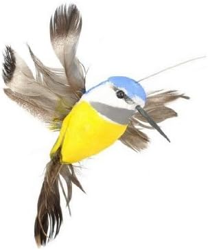 Solar or Battery Powered Fluttering Hummingbird, Real Feather Wings and Tails