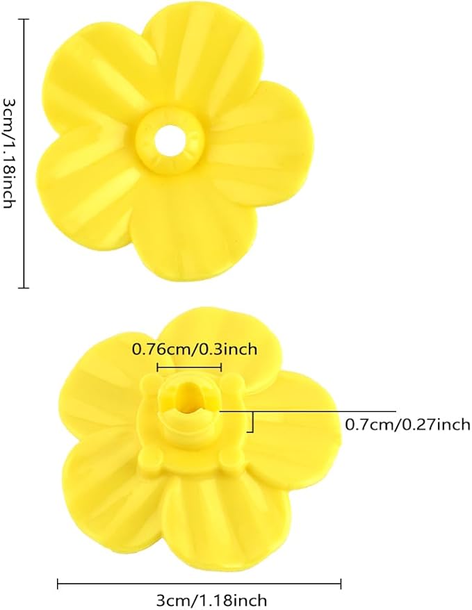 Hummingbird Feeder Replacement Parts - 16 PCS Yellow Flowers, Bee Guards for Perky Pet Glass Plastic Base