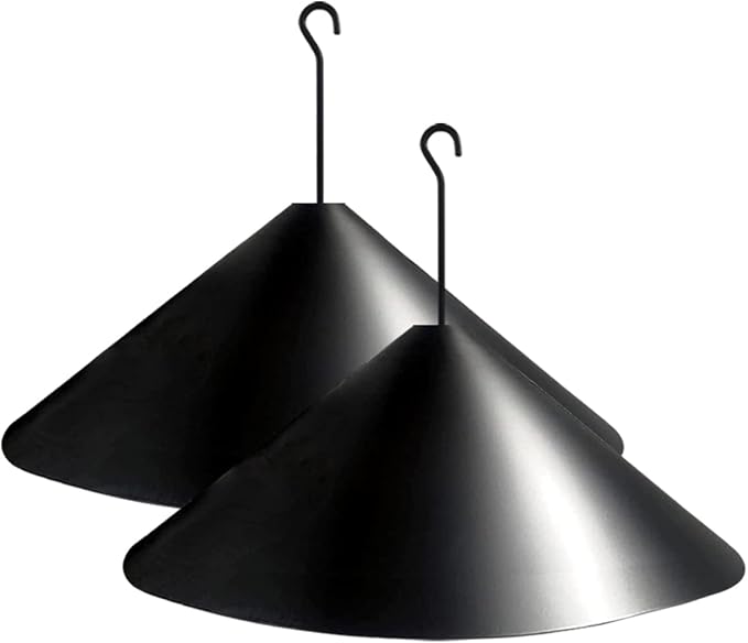 19 Inch PP Squirrel Proof Baffle for Protecting Outside Pole Bird Feeders and Bird Houses, Hang Mount Raccoon and Squirrel Guard Stopper for Shepherd Hooks - Black, 2 Pack