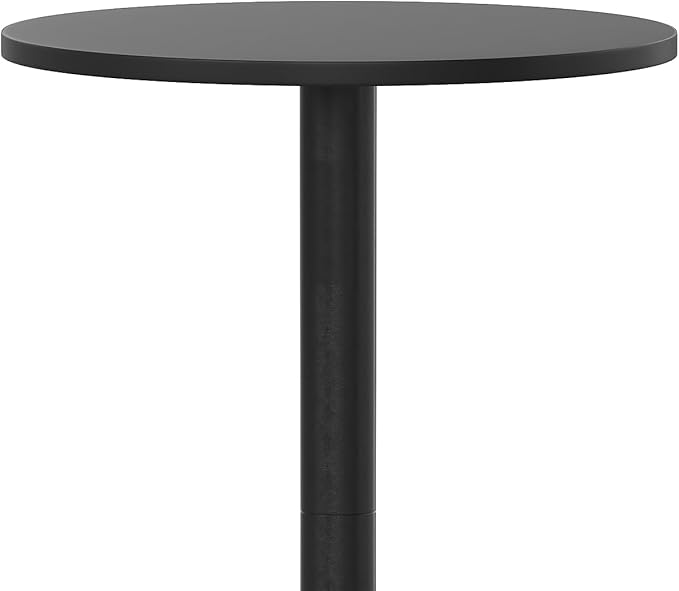 Flash Furniture Mellie 23.25" Round Aluminum Indoor-Outdoor Bar Height Table with Flip-Up Table, Black