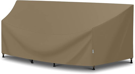 SunPatio Outdoor Sectional Sofa Cover, Heavy Duty Waterproof Curved Furniture Couch Cover 120 Inch, Fade Resistant with Sealed Seam, 120"(back)/82"(front)L x 36"W x 38"/24"H, Taupe
