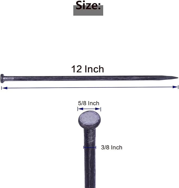 Ultra-Strong Landscape Spikes 12 Inch 25 Counts Metal Landscape Edging Anchoring Spikes, Heavy Duty Nails for Artificial Turf Spikes, Paver Edging, Timber Carpentry, Weed Barrier, Tent Pegs