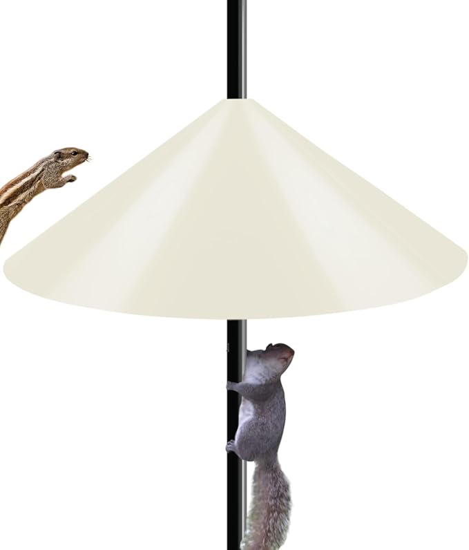 19 Inch Wide Squirrel Baffle for Bird Feeder Pole, Outside Pole Mount Stopper & Bird House Guard for Outdoor Shepherd’s Hook, Beige, 1 Pack