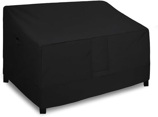 Easy-Going Heavy Duty Outdoor Loveseat Couch Cover, Waterproof Windproof Patio Furniture Sofa Cover with Air Vent (58Wx32.5Dx31H inch, Black)