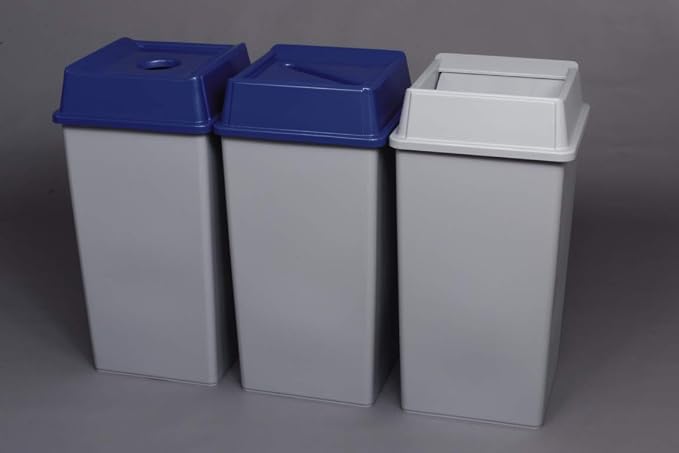 Rubbermaid Commercial Products Untouchable Container Trash Can/Wastebasket Lid, Gray, Square Swing Top, Compatible with 35/50 Gallon Untouchable Square Containers