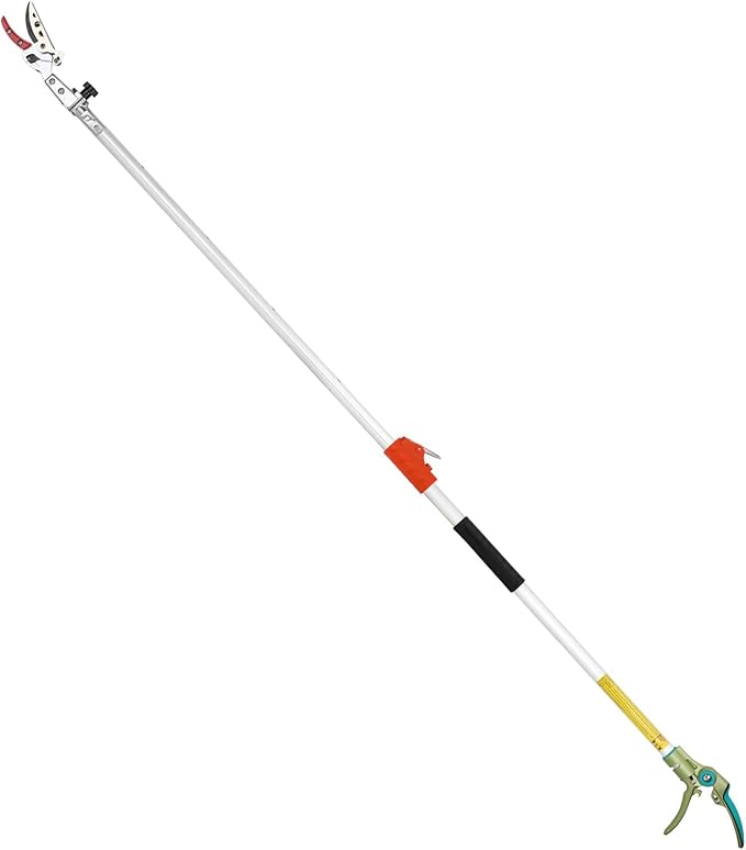 LeafLux Extendable Tree Cutter, 6.23-10.5 FT Telescopic Pole Pruner, Lightweight Aluminum Handle, Teflon-Coated Blade, Cuts Up to 1/2 Inch, Ideal for Fruit Picking & Tree Branch Cutting | LFX118