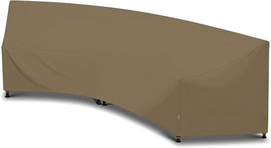 SunPatio Outdoor Curved Sectional Sofa Cover, Heavy Duty Waterproof Patio Couch Cover, All Weather Protection Furniture Protector with Sealed Seam, 190"(back)/128"(front)L x 36"W x 39"/24"H, Taupe