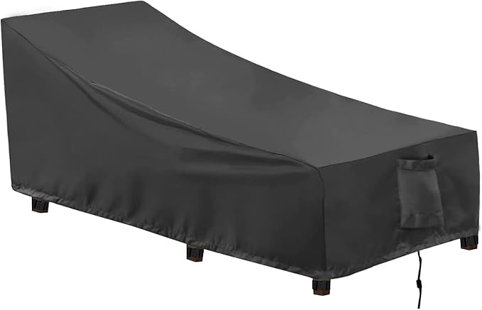 OutdoorLines Outdoor Waterproof Patio Chaise Lounge Chair Cover - UV Resistant Lounger Covers Heavy Duty Weatherproof Patio Sofa Furniture Covers, 1 Pack, 84Wx32Dx32H Inches, Black