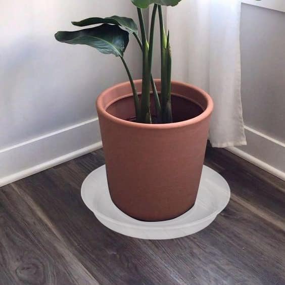 2 Pack of 10 inch Plant Saucer Gray, Heavy Duty Plastic Plant Saucer 10 inch Round, Durable Plant Tray for Pots, Plant Saucers for Indoors, Plant Trays for Planter 9"/10" (10", Clear)