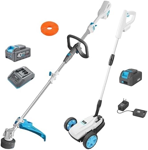 9" Lawnmower with 40V 2.0Ah Battery & Charger and 17" String Trimmer with 40V 4.0Ah Battery & Fast Charger & .095" Line