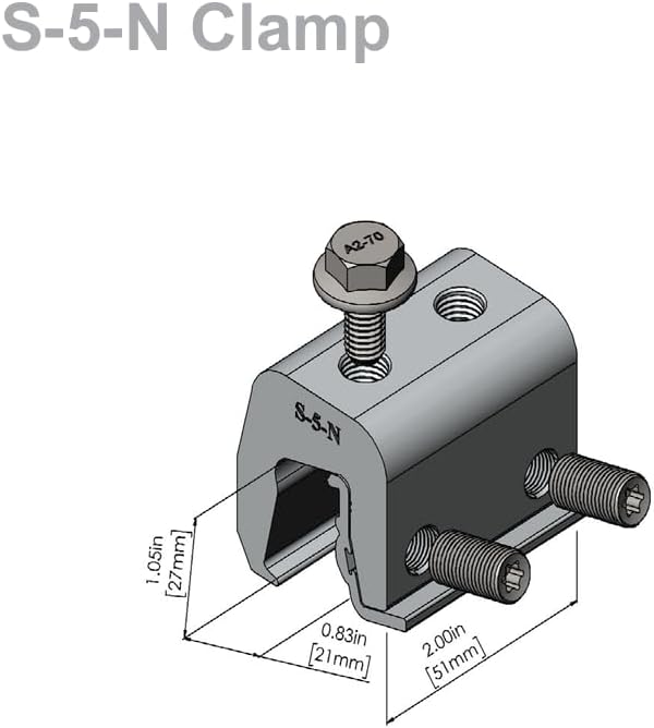 Radiant Solutions Company S5N Roof Clamp, 5-Pack for Standing Seam Metal Roof Clamps, Ideal for Heat Cable, Heat Tape, Solar Panel, Snow Guard Attachment, Made in USA