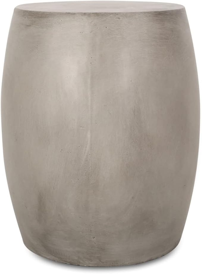 Richie Outdoor Lightweight Concrete Side Table, Light Gray