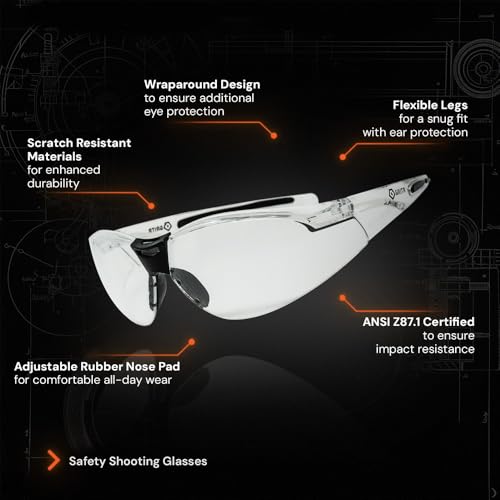 GRITR 2-Piece Tactical Knee Pads and Shooting Glasses Set for Hunting, Shooting, Construction & Outdoor Work – Black Knee Pads, Transparent Frame Glasses