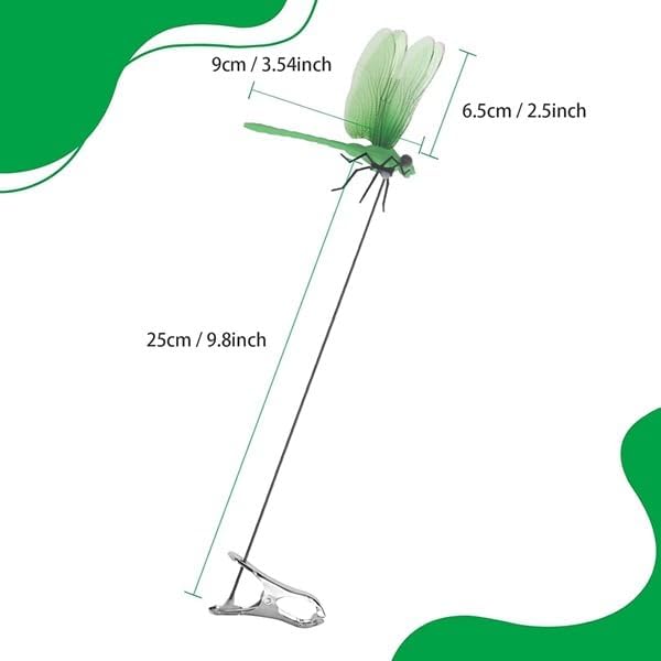 12Pcs Dragonfly Clip, DIY Dragon Fly Clips, Fake Dragonfly Garden Outdoor Decor, Plastic Dragon Fly Plant Pot Decorations with Pliers & Clips(Large)