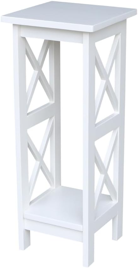 IC International Concepts, 30" X-Sided Plant Stand , Solid Wood, Real Parawood, 12" W x 12" D x 30" H, Easy Assembly, Snow White
