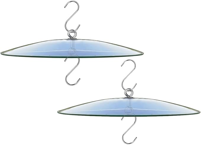 2PC X 10" Glass Rain Cover for Wild Bird Feeder Outdoors - Weather Guard S Hook Hanging - Protective Dome Baffle - Clear (Dia. 25CM)