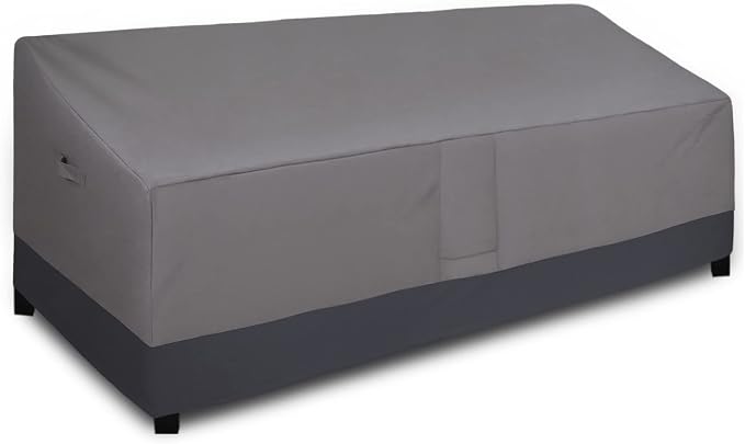 Easy-Going Waterproof Outdoor Couch Cover, Heavy Duty 4-Seater Patio Sofa Cover, Windproof Outdoor Furniture Cover with Air Vent （104Wx32.5Dx33H inch,Gray/Dark Gray)