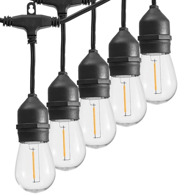 SUNTHIN 105FT Outdoor String Light with 34 1W LED Shatterproof Filament Bulb for Patio Lights, Backyard, Porch, Party Lights