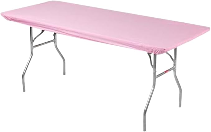 Kwik-Covers 6' Rectangle Plastic Table Covers 30" x 72", Bundle of 5 (Pink)