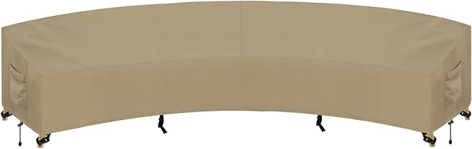 PureFit Outdoor Sectional Sofa Cover Waterproof Curved Patio Furniture Covers for Deck, Lawn and Backyard, 190Lx36Dx39Hx128FL, Camel